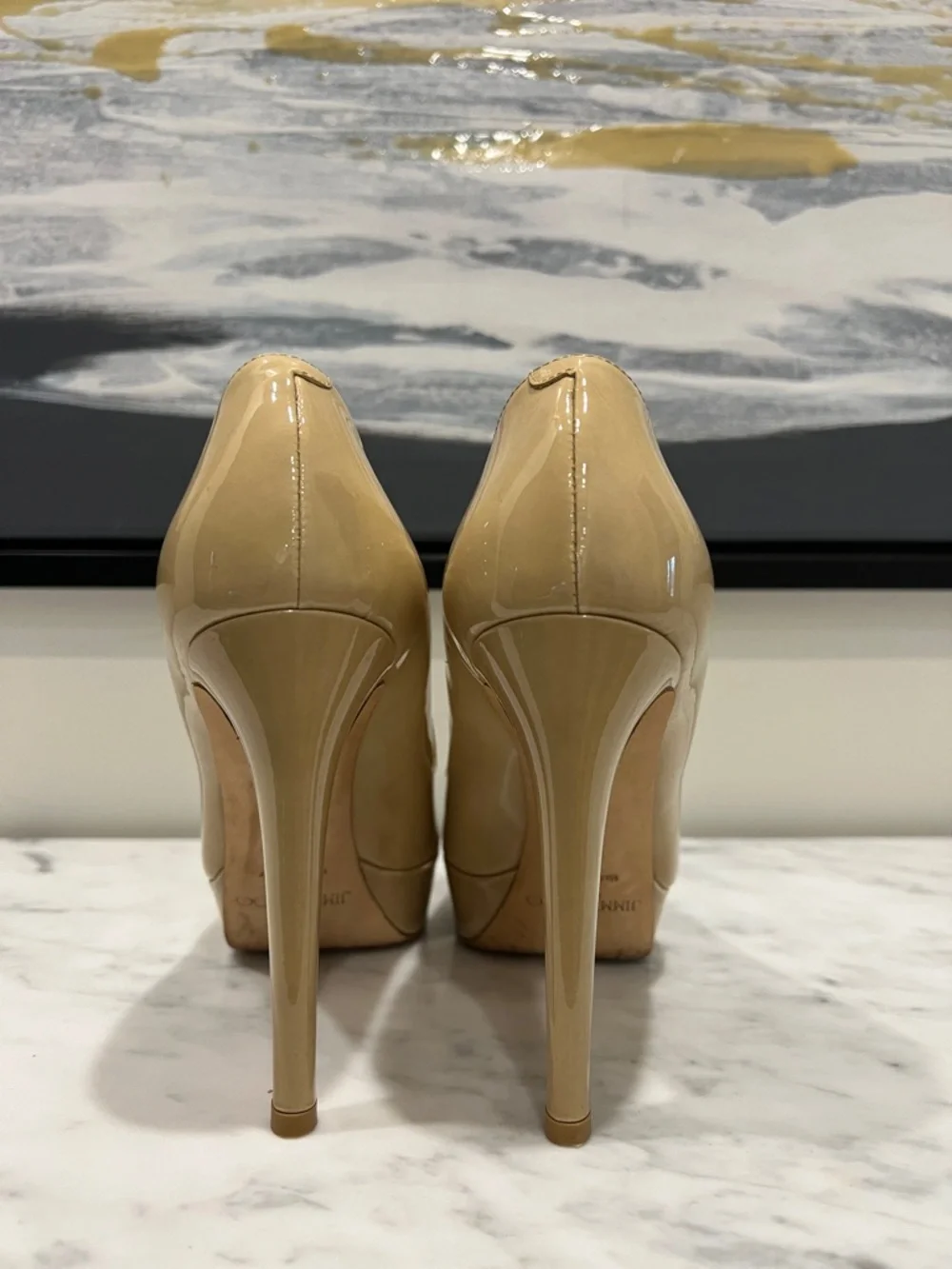 Jimmy Choo Beige Patent Leather Pumps - Picture 7 of 9